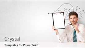  Presentation with abc - Beautiful slide deck featuring handsome man teaching abc backdrop and a white colored foreground