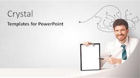  Presentation with abc - Audience pleasing PPT theme consisting of research basic - handsome man teaching abc backdrop and a white colored foreground