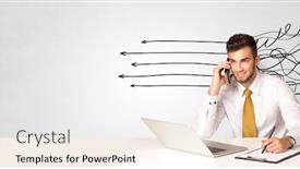  Presentation with abc - Beautiful PPT theme featuring handsome-man-teaching-abc backdrop and a sky blue colored foreground