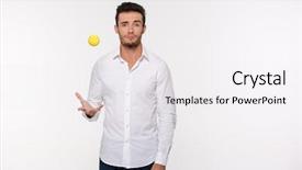  Presentation with professional tennis player athlete man - Beautiful slide deck featuring handsome man throwing tennis ball backdrop and a sky blue colored foreground