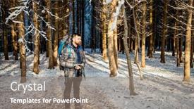  Presentation with social distancing - Colorful slide set enhanced with handsome-man-trekking-in-beautiful backdrop and a gray colored foreground