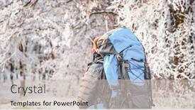  Presentation with social distancing - Colorful PPT theme enhanced with handsome-man-trekking-in-beautiful backdrop and a soft green colored foreground