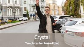  Presentation with lab coat sales - Cool new PPT theme with handsome man wearing a coat backdrop and a gray colored foreground