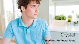  Presentation with natural - Theme with handsome man wearing casual blue background and a  colored foreground