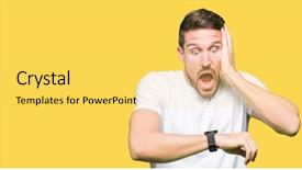  Presentation with late - Presentation design featuring handsome man wearing casual white background and a  colored foreground