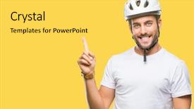 Presentation with triathlon professional cyclist man cycling - Theme having handsome man wearing cyclist safety background and a yellow colored foreground