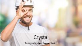  Presentation with triathlon professional cyclist man cycling - Audience pleasing PPT theme consisting of handsome man wearing cyclist safety backdrop and a lemonade colored foreground