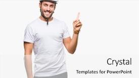  Presentation with triathlon professional cyclist man cycling - Slides featuring handsome man wearing cyclist safety background and a  colored foreground