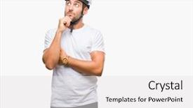  Presentation with cyclist - Slides consisting of handsome man wearing cyclist safety background and a  colored foreground