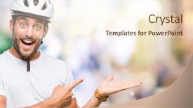  Presentation with triathlon professional cyclist man cycling - Amazing slides having handsome man wearing cyclist safety backdrop and a  colored foreground