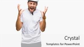  Presentation with triathlon professional cyclist man cycling - PPT theme with handsome man wearing cyclist safety background and a white colored foreground