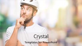  Presentation with cyclist - PPT layouts having handsome man wearing cyclist safety background and a  colored foreground
