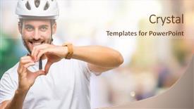  Presentation with love heart - Slide set with handsome man wearing cyclist safety background and a  colored foreground