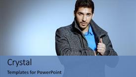  Presentation with fashion show on mental illness - Presentation design enhanced with men's beauty seasonal fashion background and a  colored foreground