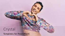  Presentation with romantic love - Presentation design enhanced with handsome-man-wearing-make-up background and a coral colored foreground