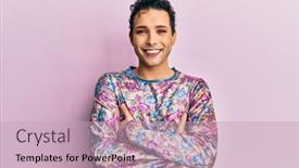  Presentation with handsome - Presentation theme consisting of handsome-man-wearing-make-up background and a soft green colored foreground