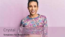  Presentation with handsome - Slide set consisting of handsome-man-wearing-make-up background and a coral colored foreground