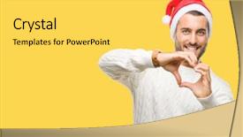  Presentation with young man wearing a hat - Presentation having handsome man wearing santa claus background and a  colored foreground