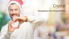  Presentation with hands heart - Colorful PPT layouts enhanced with handsome man wearing santa claus backdrop and a  colored foreground