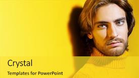  Presentation with beauty and fashion - Slides consisting of handsome man wearing yellow pullover background and a yellow colored foreground