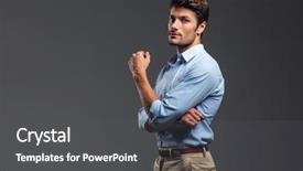  Presentation with five a side soccer - Slide deck with handsome man with arms folded background and a  colored foreground