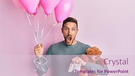  Presentation with baby bear - Audience pleasing presentation design consisting of handsome-man-with-beard-expecting backdrop and a lemonade colored foreground