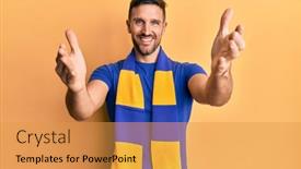  Presentation with hooligan - Theme having handsome-man-with-beard-football background and a yellow colored foreground