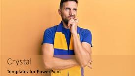  Presentation with hooligan - Slide set having handsome-man-with-beard-football background and a gold colored foreground