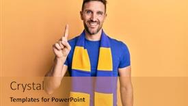  Presentation with hooligan - Cool new slides with handsome-man-with-beard-football backdrop and a gold colored foreground