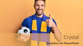  Presentation with hooligan - Audience pleasing PPT theme consisting of handsome-man-with-beard-football backdrop and a yellow colored foreground