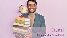  Presentation with geography - PPT theme featuring handsome-man-with-beard-geography background and a lemonade colored foreground