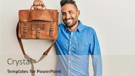  Presentation with beard - Presentation theme having handsome-man-with-beard-holding background and a soft green colored foreground