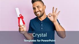  Presentation with psychology holding a brain - Cool new theme with handsome-man-with-beard-holding backdrop and a ocean colored foreground