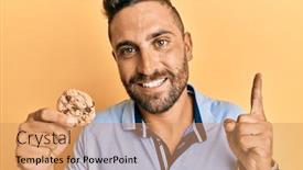  Presentation with cookie - Colorful theme enhanced with handsome-man-with-beard-holding backdrop and a coral colored foreground