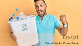  Presentation with plastic recycling - Amazing presentation having handsome-man-with-beard-holding backdrop and a yellow colored foreground