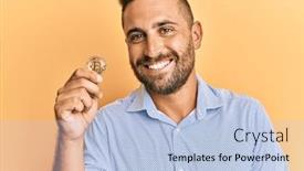  Presentation with virtual - PPT layouts consisting of handsome-man-with-beard-holding background and a light blue colored foreground