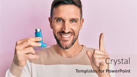  Presentation with medical hand - Presentation theme featuring handsome-man-with-beard-holding background and a soft green colored foreground