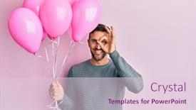  Presentation with pink - Slides enhanced with handsome-man-with-beard-holding background and a lemonade colored foreground