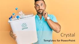  Presentation with plastic recycling - Audience pleasing presentation consisting of handsome-man-with-beard-holding backdrop and a yellow colored foreground