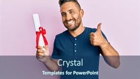  Presentation with diploma - Cool new presentation theme with handsome-man-with-beard-holding backdrop and a ocean colored foreground