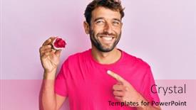  Presentation with geode - Cool new PPT theme with handsome-man-with-beard-holding backdrop and a red colored foreground