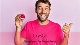  Presentation with geode - Beautiful slide set featuring handsome-man-with-beard-holding backdrop and a red colored foreground