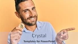  Presentation with virtual hand - Amazing slide set having handsome-man-with-beard-holding backdrop and a light blue colored foreground