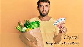  Presentation with beard - Amazing slide deck having handsome-man-with-beard-holding backdrop and a yellow colored foreground