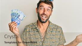  Presentation with beard - Slide deck enhanced with handsome-man-with-beard-holding background and a coral colored foreground