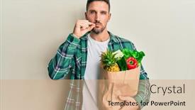  Presentation with lips mouth - Presentation design consisting of handsome-man-with-beard-holding background and a coral colored foreground
