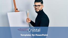  Presentation with beard - Presentation design featuring handsome-man-with-beard-holding background and a teal colored foreground