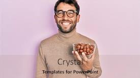  Presentation with bowl - Slide set with handsome-man-with-beard-holding background and a coral colored foreground