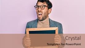  Presentation with blackboard - Presentation having handsome-man-with-beard-holding background and a  colored foreground