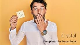  Presentation with beard - PPT theme consisting of handsome-man-with-beard-holding background and a yellow colored foreground